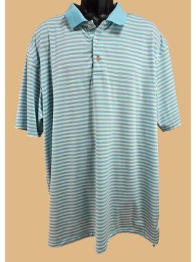 Peter Millar Mens Blue Striped Summer Comfort Polo XXL